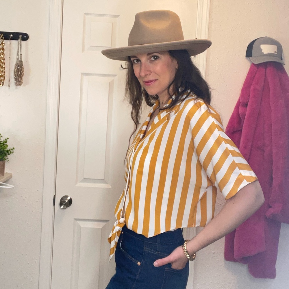 Boxy Cropped Striped Button Down - image 4